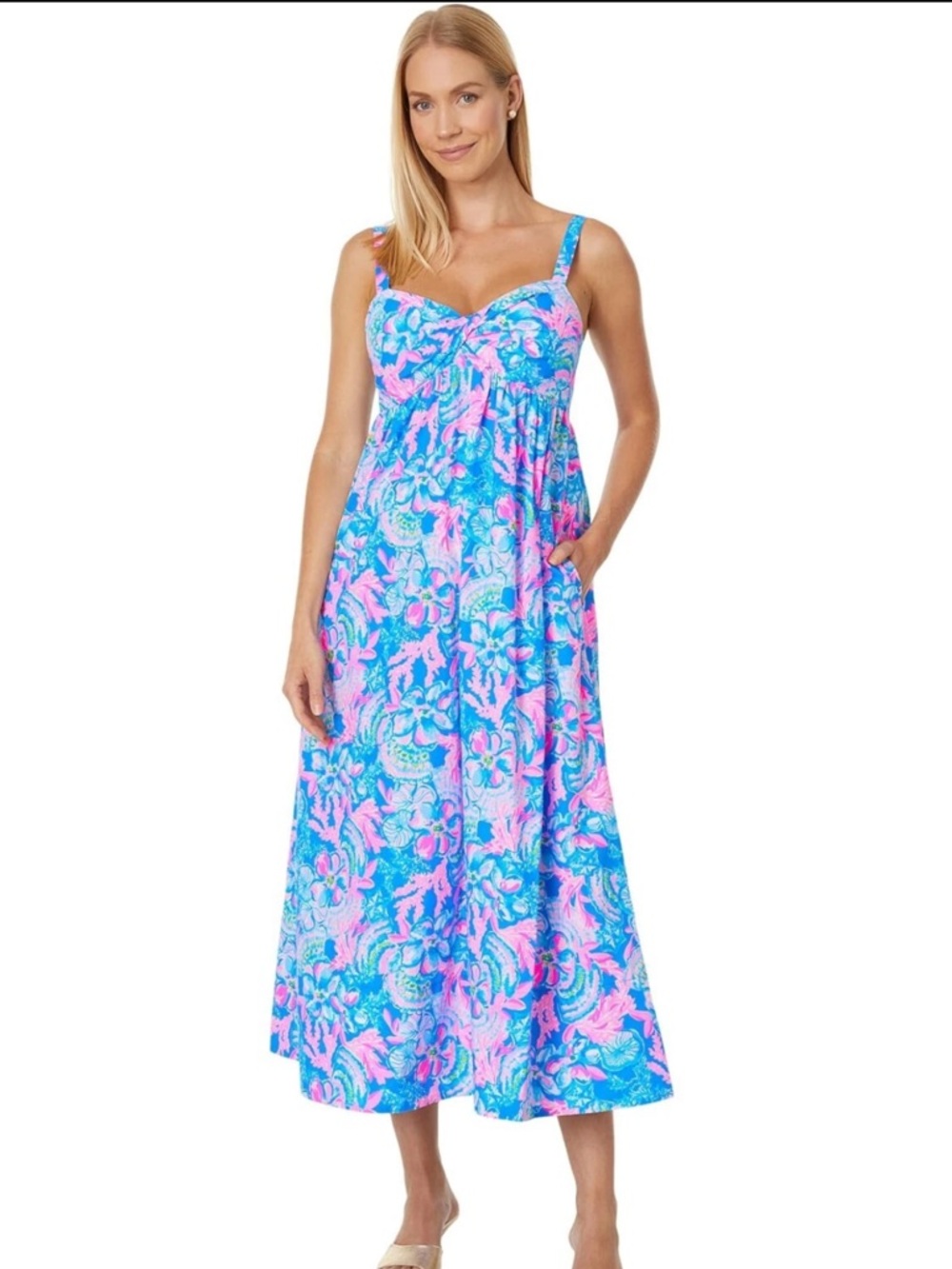 Lilly Pulitzer Pink & Blue Floral Maxi Dress